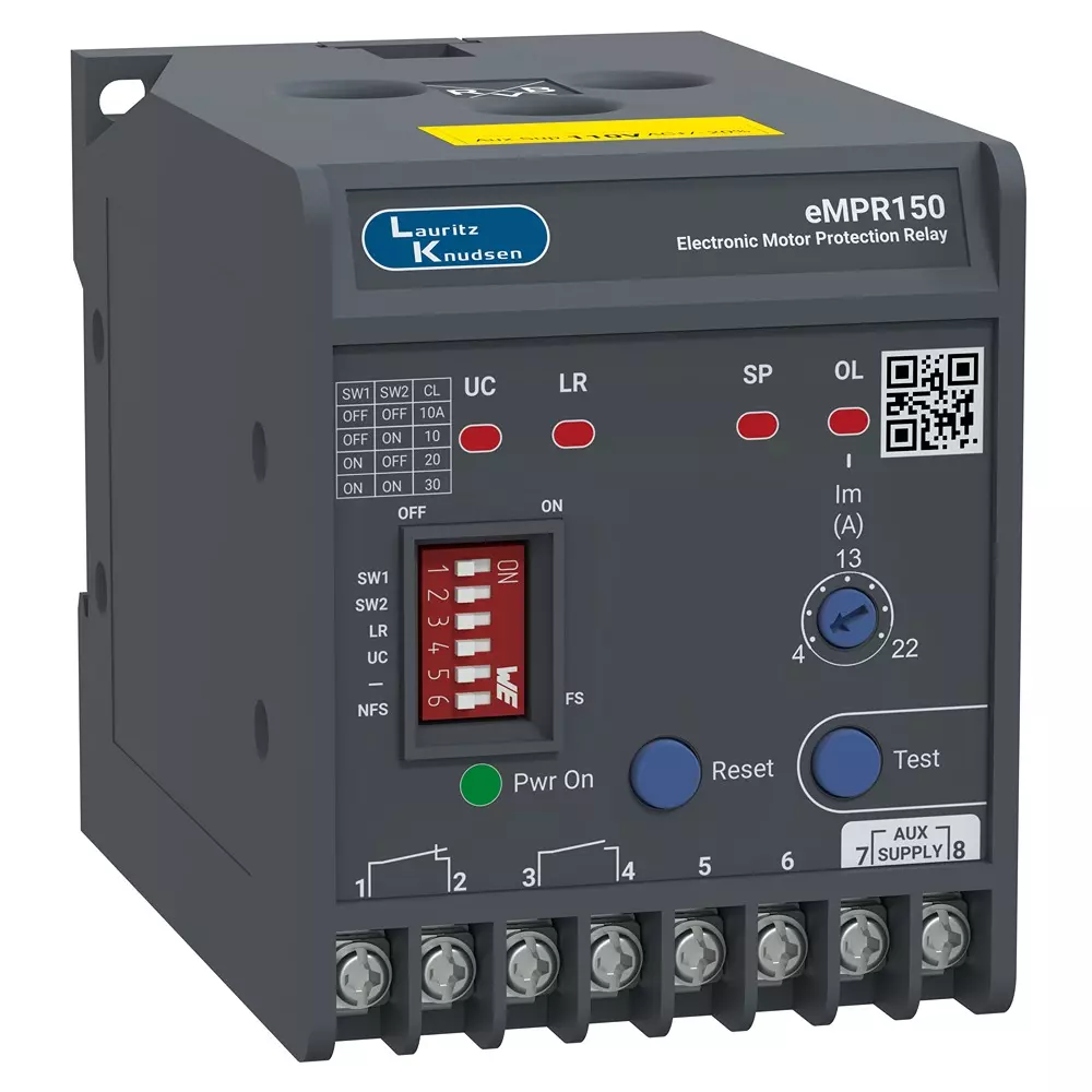 lt-lauritz-knudsen-electronic-motor-protection-relay-4-22-a-thermal-overload-range-and-110-v-ac-aux-supply-voltage-empr150xabo