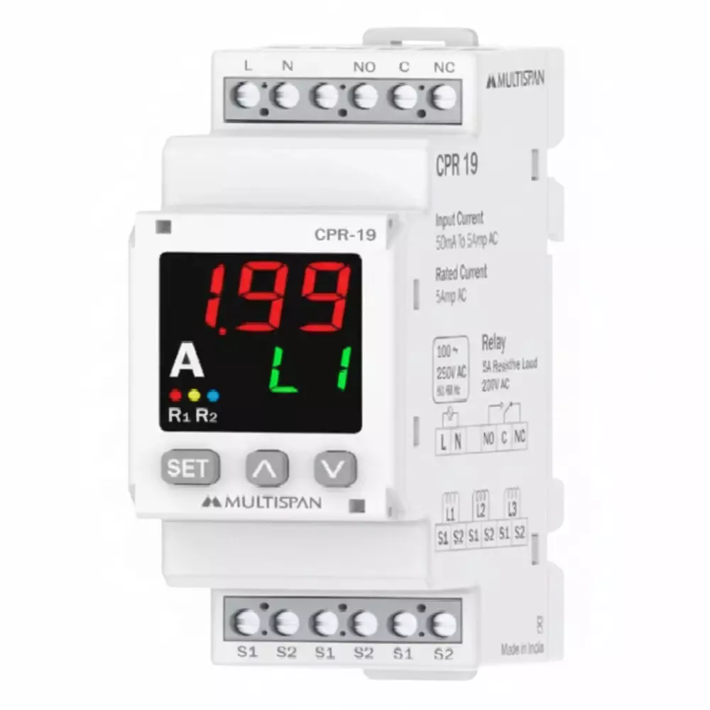 MULTISPAN Voltage & Current Protection Relay Panel Mount 50-54 mA AC Input Current, CPR-19