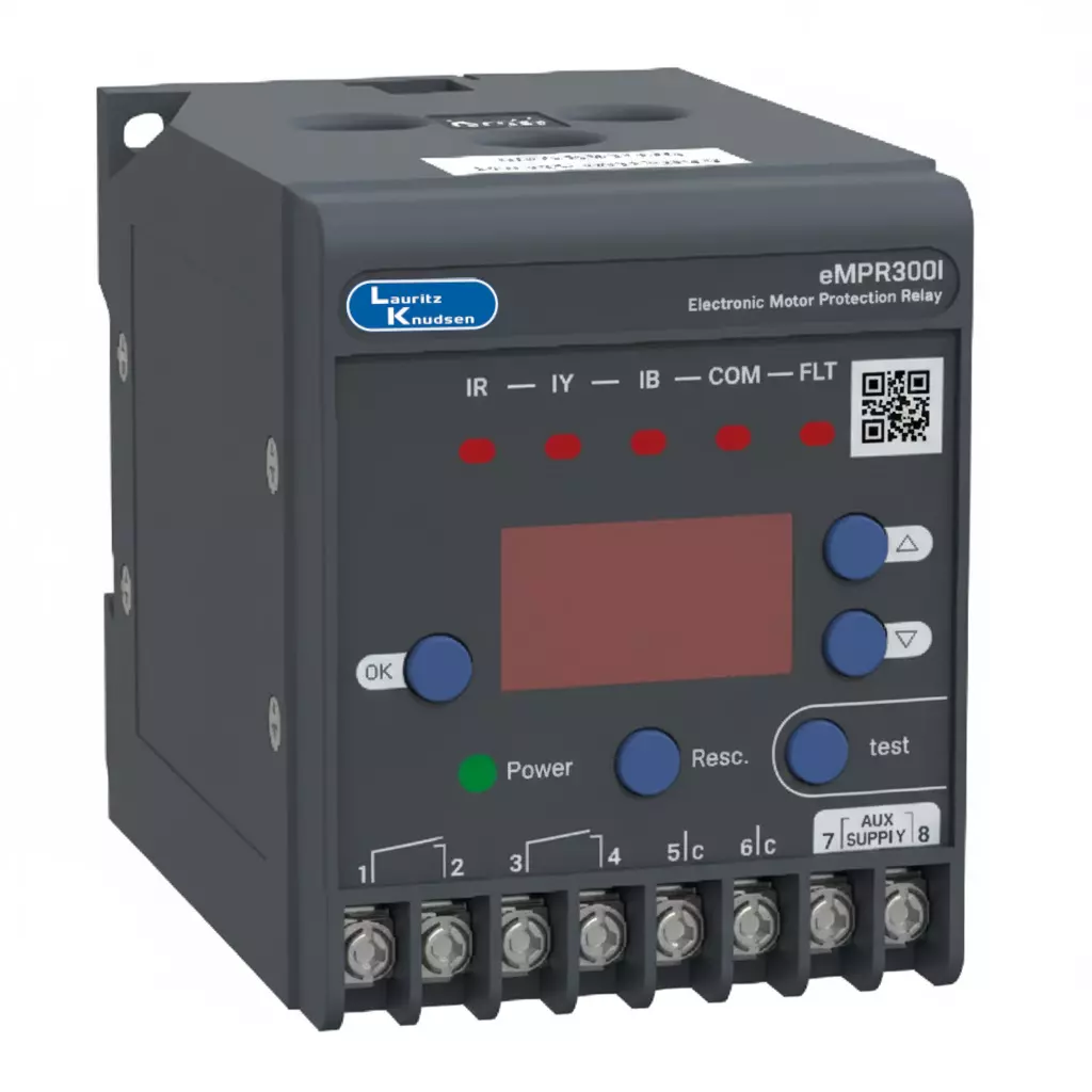 L&T (Lauritz Knudsen) Electronic Motor Protection Relay With In-Built Display & Modbus RTU Communication and 4-22 A Thermal Overload Range, EMPR300ICBO