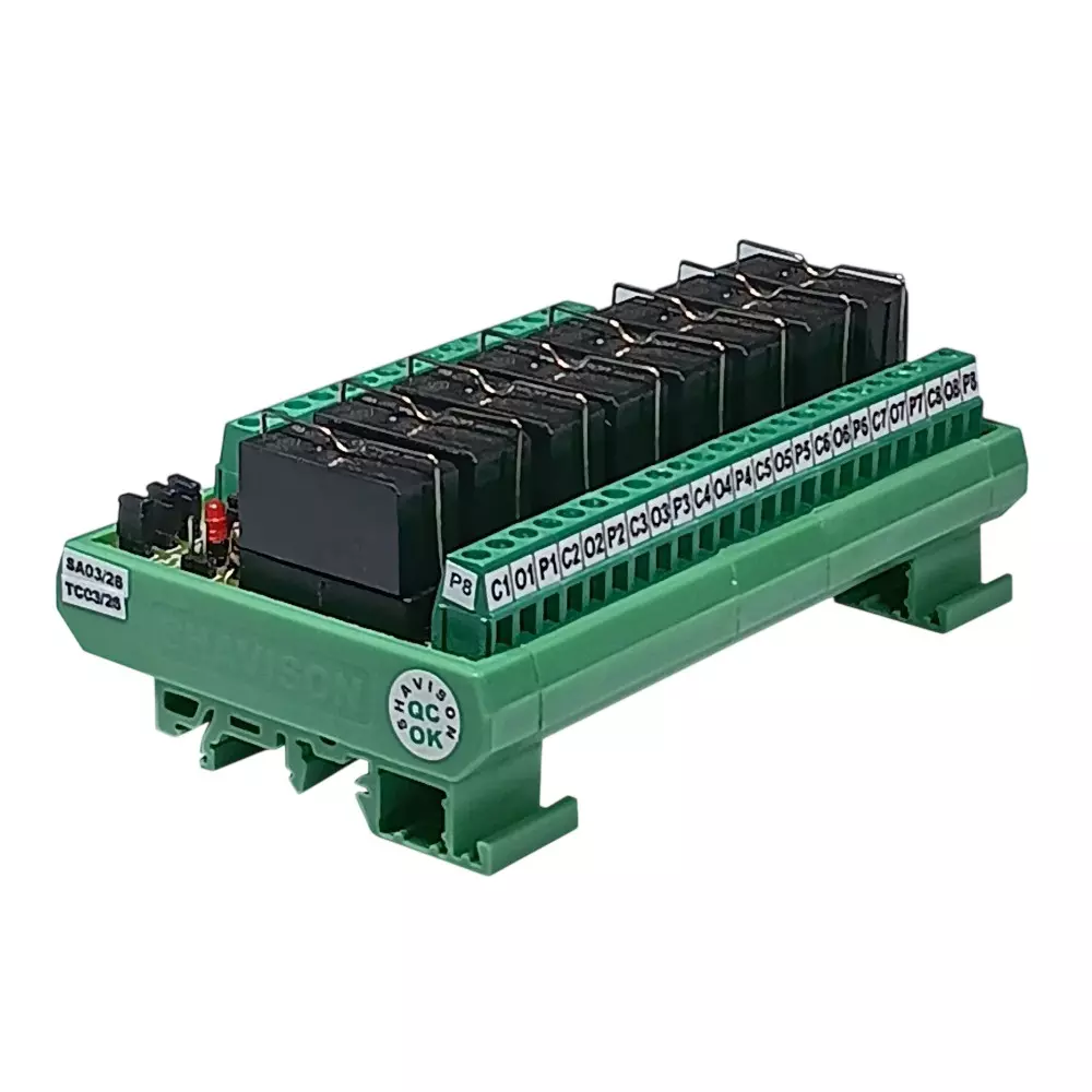 Shavison 1 C/O 8 Channels Relay Module 24 V DC Socket Mounted and Screw Type Termination, AS875-24V-S-OL