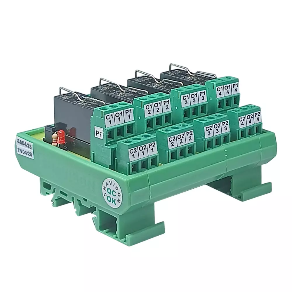 Shavison 2 C/O 4 Channels Relay Module 24 V DC Socket Mounted and Screw Type Termination, AS883-24V-S-OL