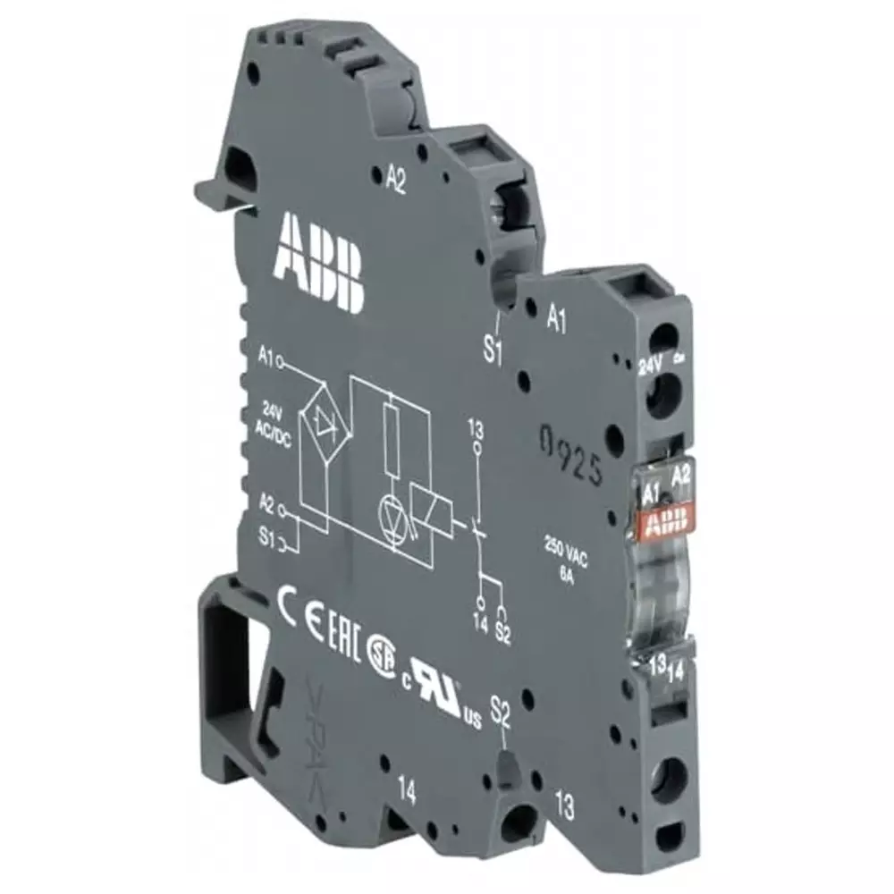 ABB RBR121 Series Interface Relay, DIN Rail Mount, 24 V AC/DC Coil, SPDT, 6A Load, 1SNA645501R0500