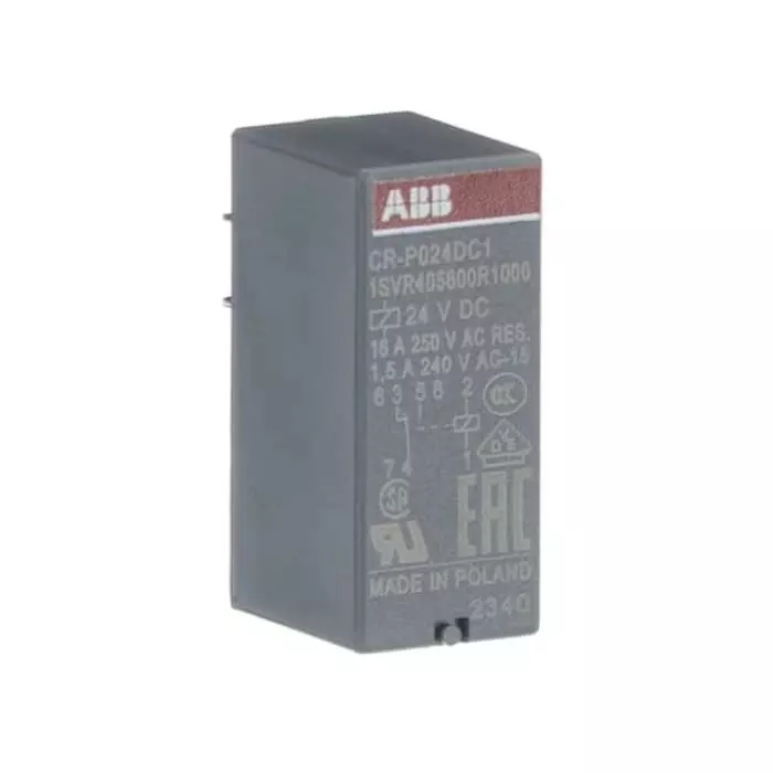 ABB CR-P Series Interface Relay, DIN Rail Mount, 24 V DC Coil, SPDT, 16A Load, 1SVR405600R1000 CR-P024DC1 (Pack of 10)