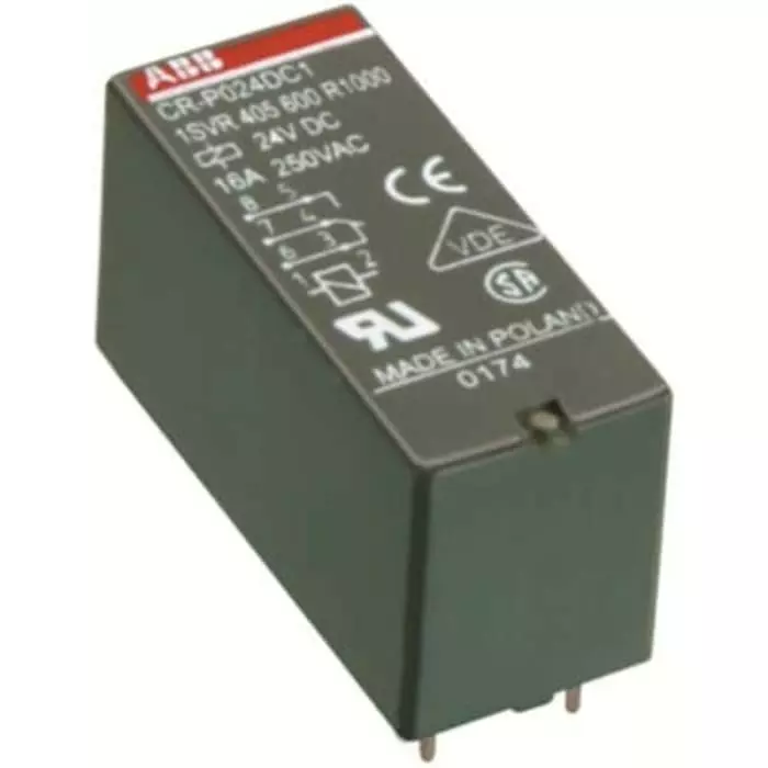 ABB CR Series Interface Relay, DIN Rail Mount, 24 V DC Coil, SPDT, 8A Load, 1SVR405606R1000