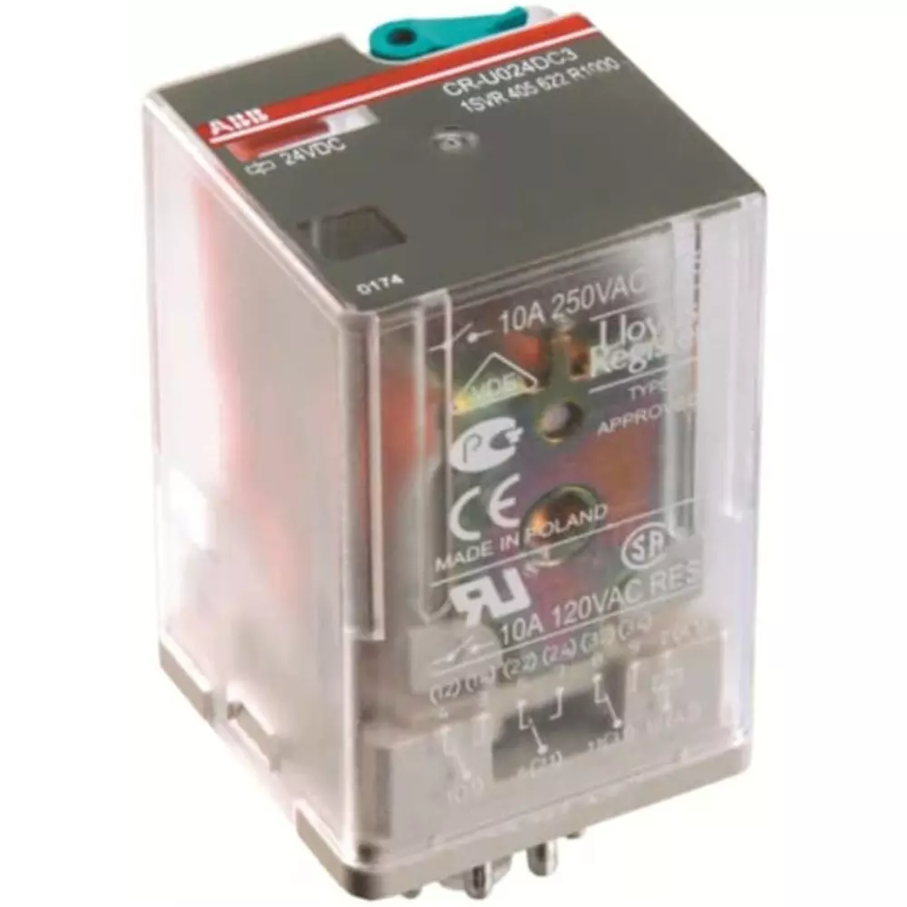 ABB CR Series Interface Relay, DIN Rail Mount, 110 V AC Coil, SPDT, 10A Load, 1SVR405622R7000 CR-U110AC3