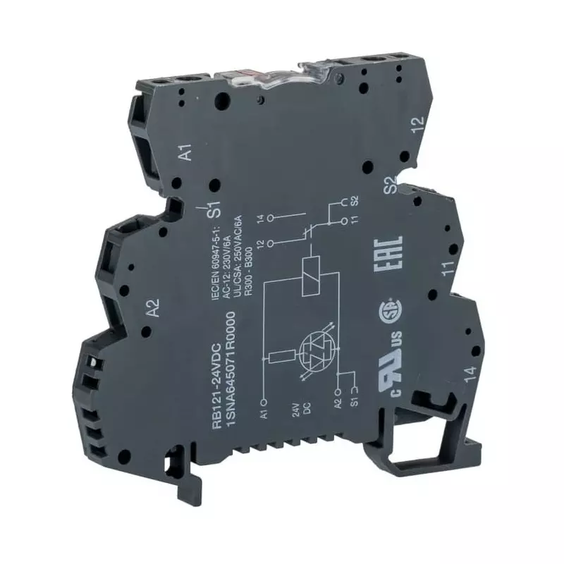 ABB RB121 Series Interface Relay, DIN Rail Mount, 24 V DC Coil, SPDT, 6A Load, 1SNA645071R0000