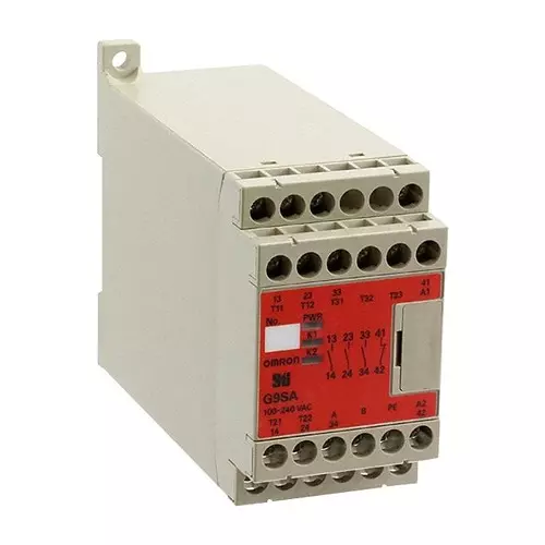 OMRON STI Safety Relay, 3Pst-No, 250Vac, 5A, G9SA-301 AC/DC24