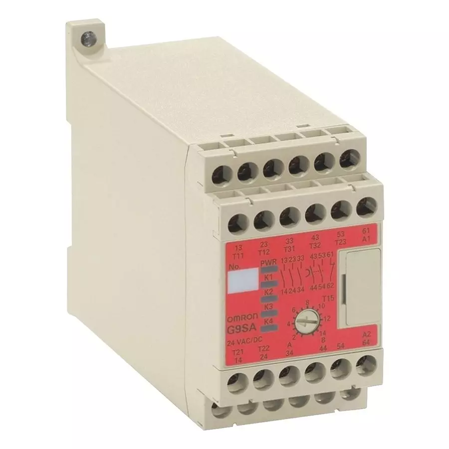 OMRON STI Safety Relay, 3Pst-No, 24V, 5A, Din Rail, G9SA-TH301 AC/DC24