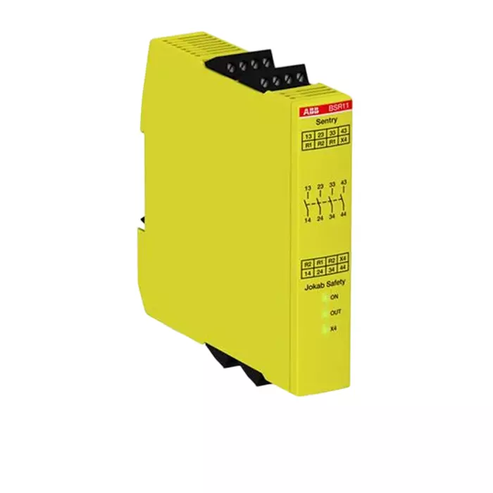 ABB - JOKAB Sentry BSR11 Emergency Stop Safety Relay 24 V DC Single Channel 4 Safety Contacts, 2TLA010040R0200Sentry BSR11 24VDC