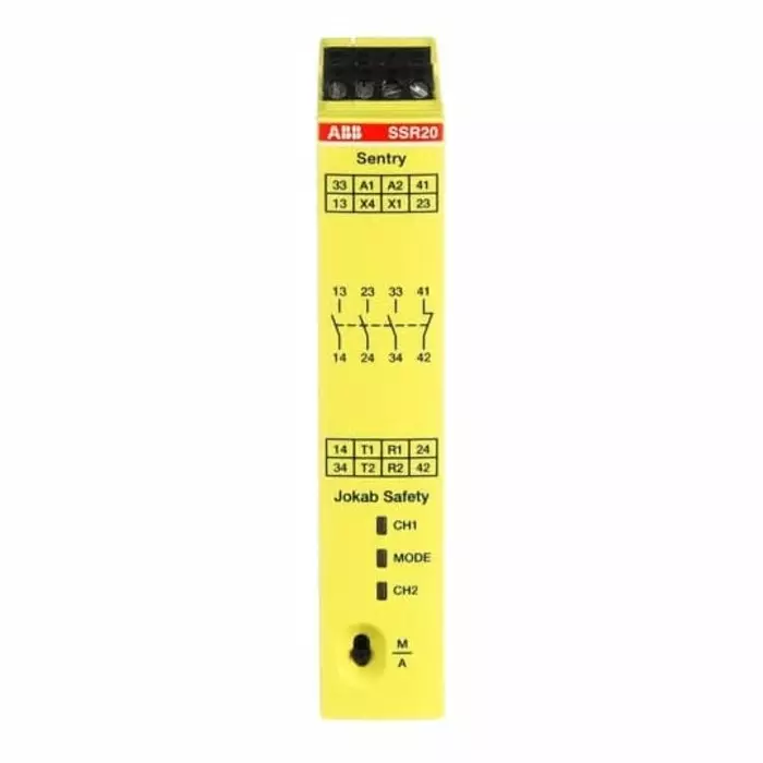 ABB - JOKAB Sentry SSR20M Two Hand Control Safety Relay 265 V AC 375 V DC 4 Safety Contacts, 2TLA010051R0100Sentry SSR20M VAC/VDC