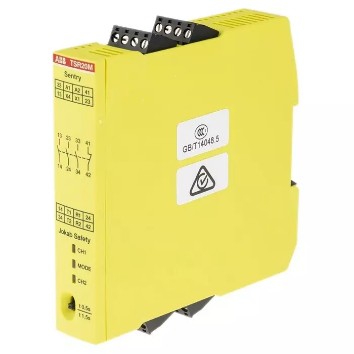 ABB - JOKAB Sentry TSR20M Time Delay Safety Relay 265 V AC 375 V DC Dual-Channel 4 Safety Contacts, 2TLA010061R0100Sentry TSR20M VAC/VDC