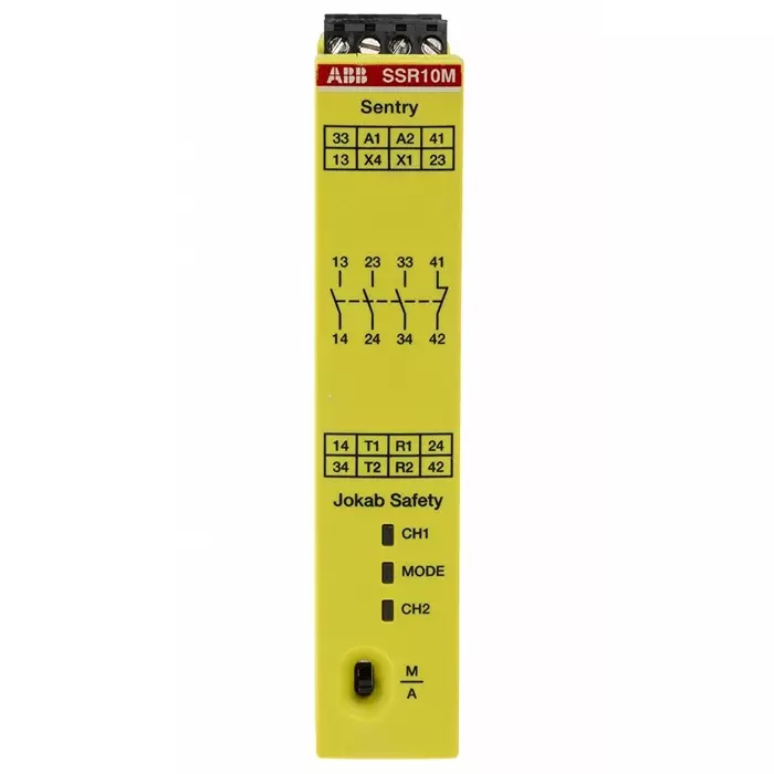 ABB - JOKAB Sentry SSR10M Safety Monitoring Safety Relay 265 V AC 375 V DC Dual-Channel 4 Safety Contacts, 2TLA010050R0100Sentry SSR10M VAC/VDC