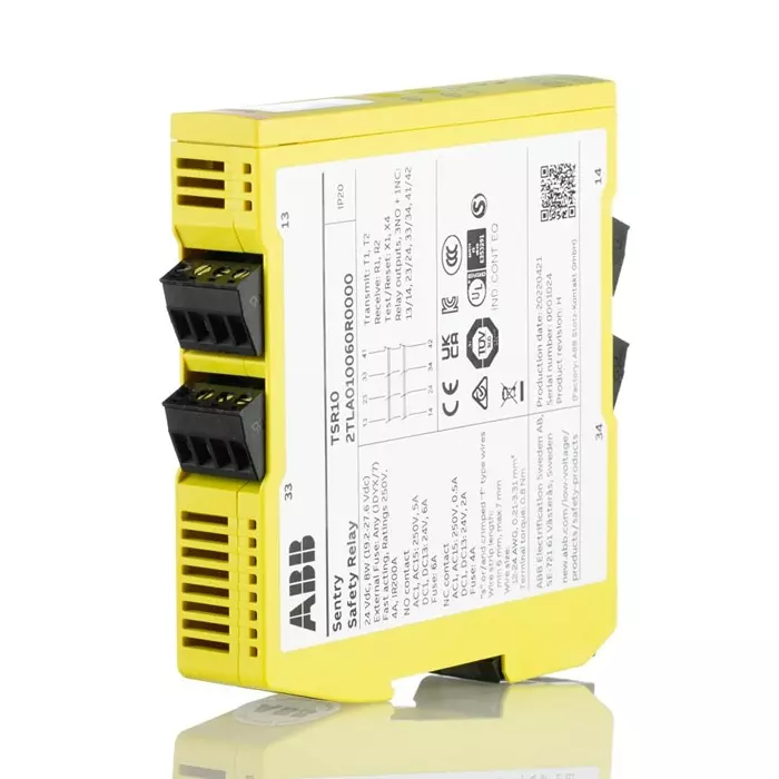 ABB - JOKAB Sentry TSR10 Time Delay Safety Relay 24 V DC Dual-Channel 4 Safety Contacts, 2TLA010060R0000Sentry TSR10 24VDC