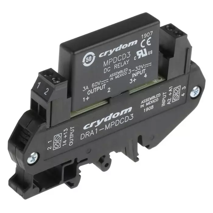SENSATA/CRYDOM Solid State Interface Relay DRA1-MP Series 32 V DC Control 3 A Load DIN Rail Mount, DRA1-MPDCD3