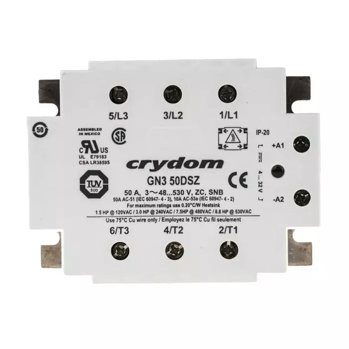 SENSATA/CRYDOM Solid State Relay GN3 Series 50 A RMS Load Panel Mount 600 V AC 32 DC Control, GN350DSZ