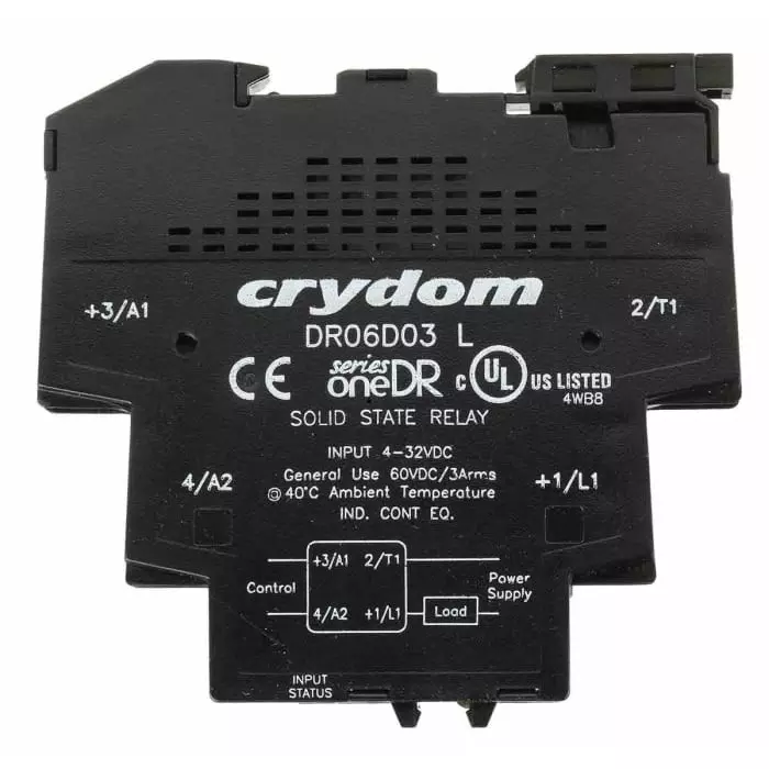 SENSATA/CRYDOM Solid State Interface Relay 32 V DC Control 3 A Load DIN Rail Mount, DR06D03