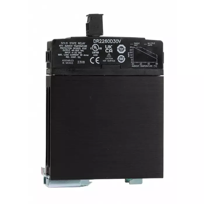 SENSATA/CRYDOM Solid State Relay DR22 Series 30 A Load DIN Rail Mount 600 V rms 32 DC Control, DR2260D30V