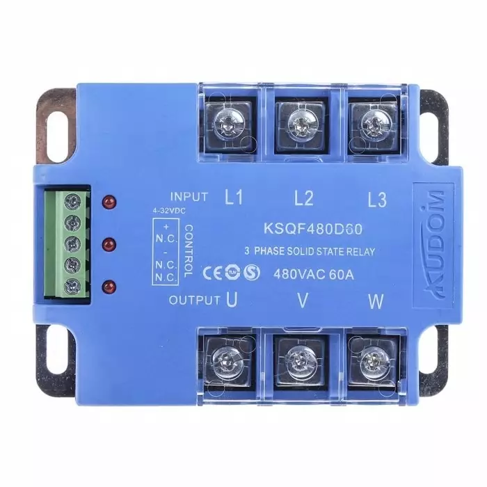 I-Autoc KSQ Series Solid State Relay 60 A Load Panel Mount 530 V AC Load 32 V DC Control, KSQF480D60