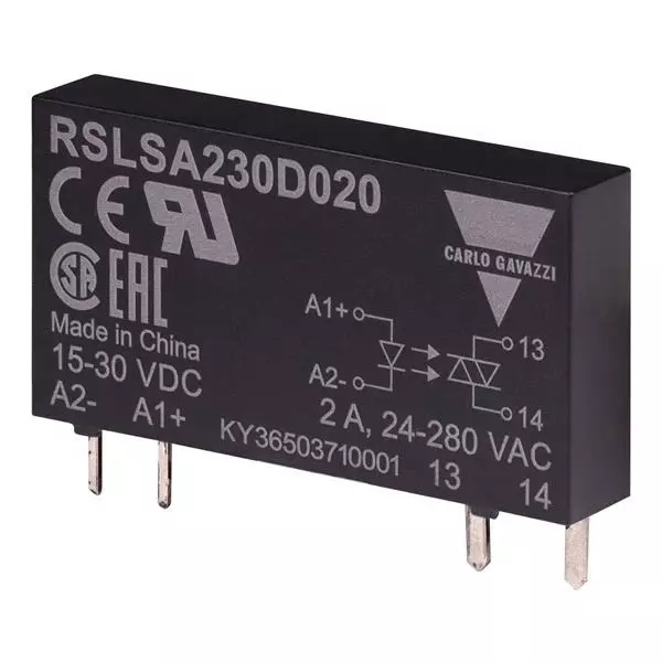Carlo Gavazzi RSLS Series Solid State Relays DIN Rail 2 A 15 VDC to 30 VDC Control Voltage Range, RSLSA230D020