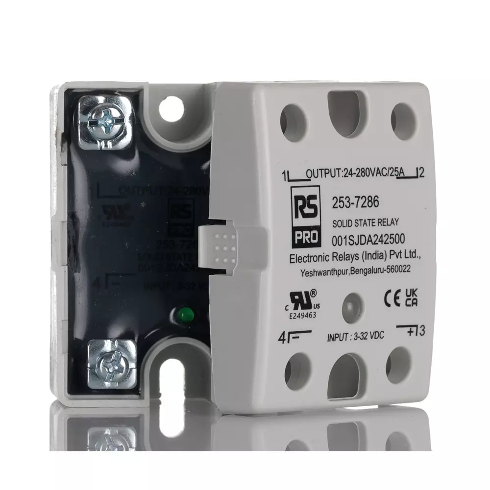 RS PRO Solid State Relay SPST 25 Amp Load Current 280 V RMS Load Voltage SCR Zero Cross, 2537286