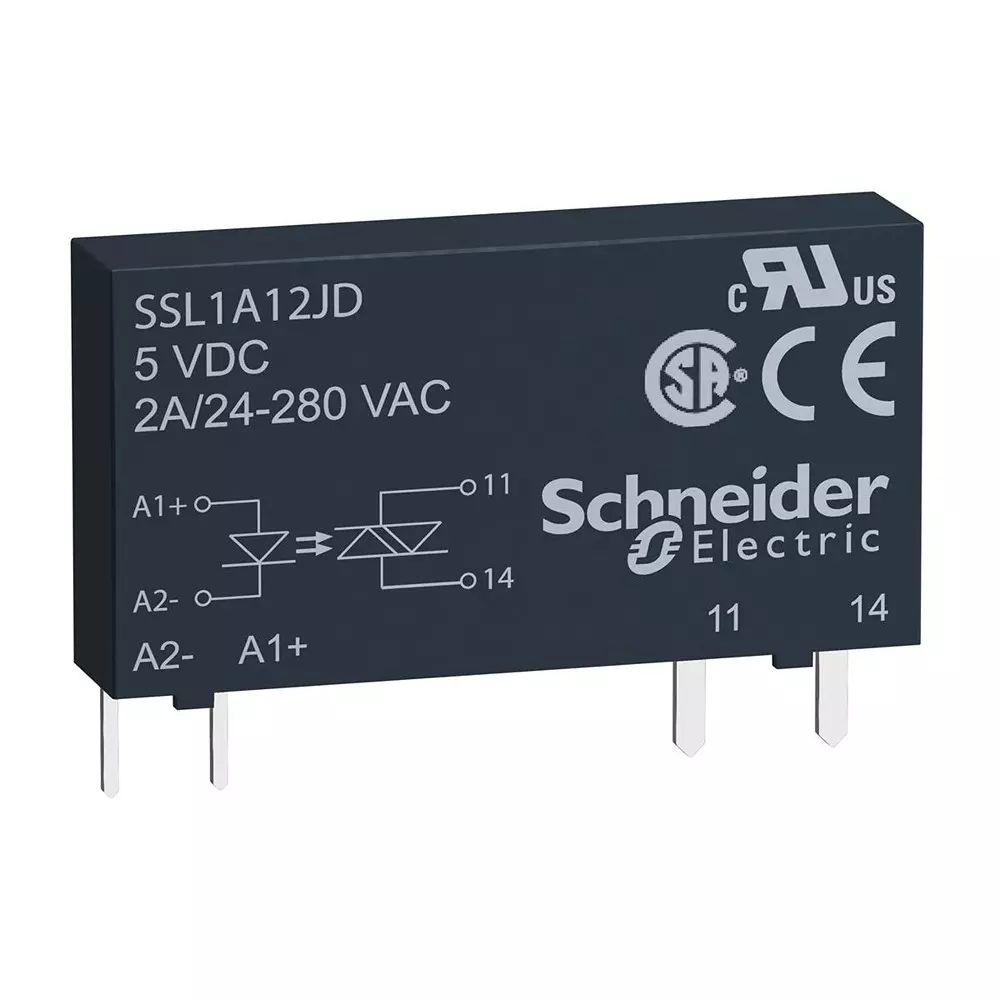 Schneider Electric Solid State Relay Socket Mount 3 VDC to 12 VDC Control Voltage, SSL1A12JD