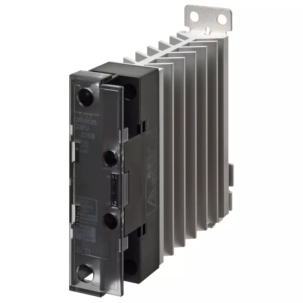 Omron Solid State Relay 1 Phase 27A 100-480 VAC with Heat Sink DIN Rail Mount Input Voltage 12-24 V DC, G3PJ2012M