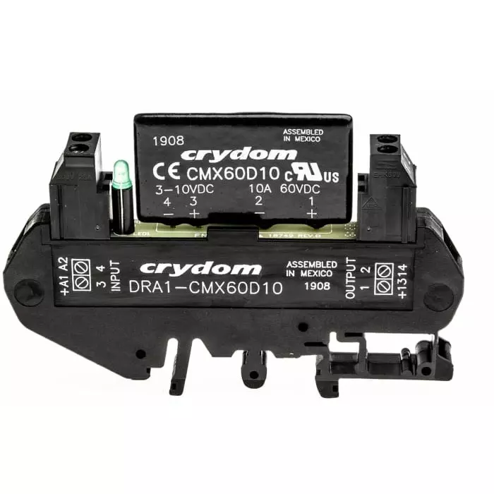 SENSATA/CRYDOM Solid State Interface Relay DRA1 CMX Series 10 V DC Control 8 A Load DIN Rail Mount, DRA1-CMX60D10