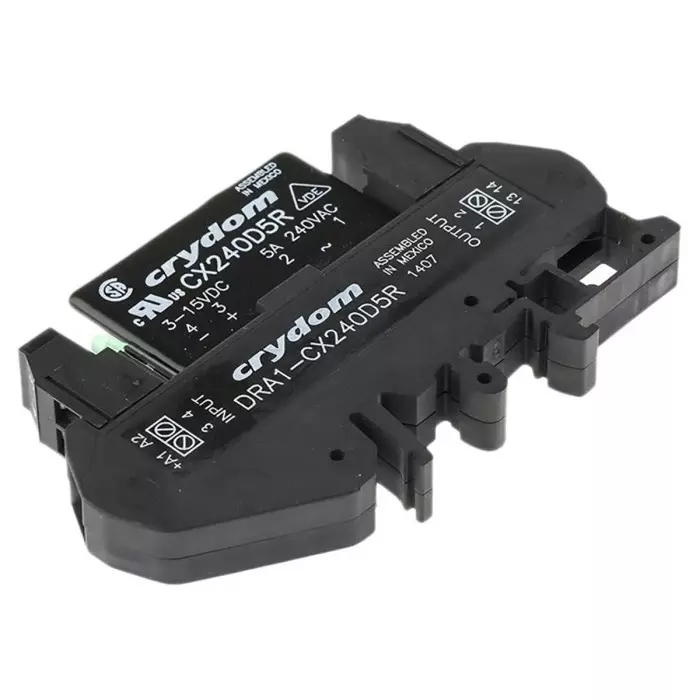 SENSATA/CRYDOM Solid State Interface Relay DRA1-CX Series 15 V DC Control 5 A RMS Load DIN Rail Mount, DRA1-CX240D5R