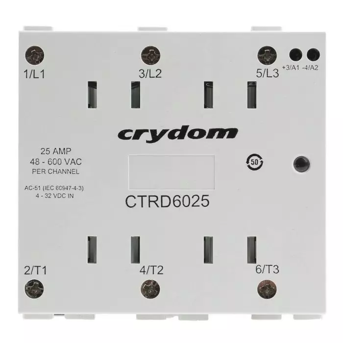 SENSATA/CRYDOM Solid State Relay CTR Series 25 A RMS Load DIN Rail Mount 600 V 32 DC Control, CTRD6025