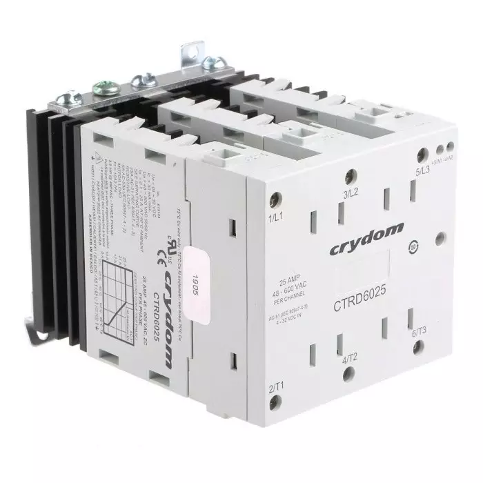 SENSATA/CRYDOM Solid State Relay CTR Series 25 A RMS Load DIN Rail Mount 600 V 32 DC Control, CTRD6025