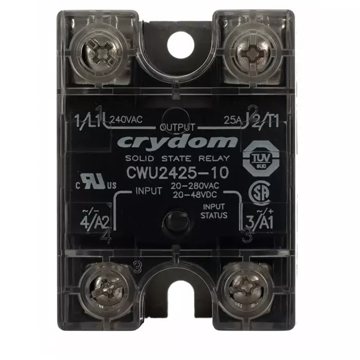 SENSATA/CRYDOM Solid State Relay CW24 Series 25 A Load Panel Mount 280 V AC 48 DC Control, CWU2425-10