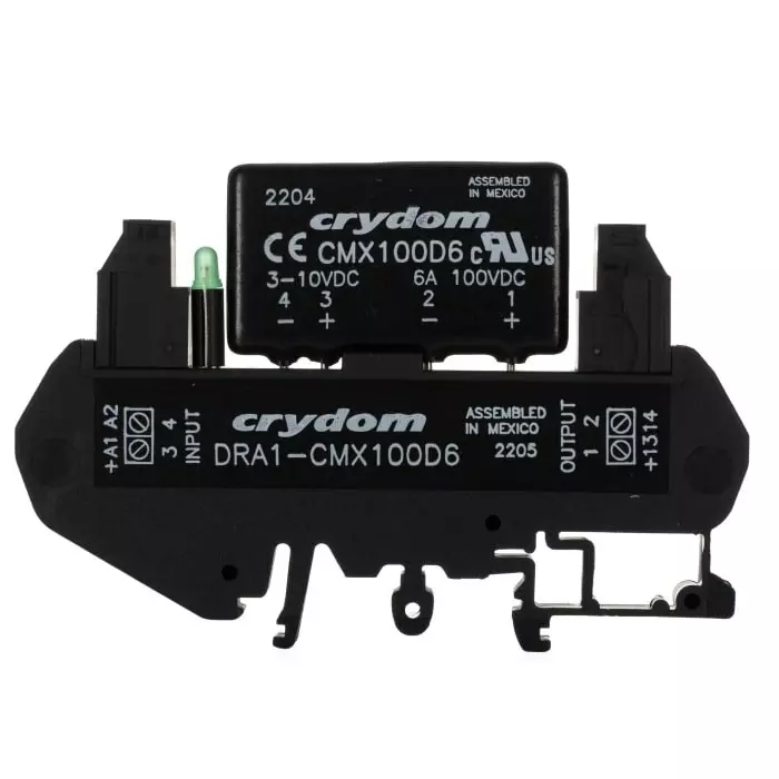 SENSATA/CRYDOM Solid State Interface Relay DRA Series 10 V DC Control 6 A Load DIN Rail Mount, DRA1-CMX100D6