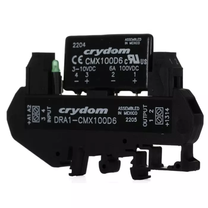 SENSATA/CRYDOM Solid State Interface Relay DRA Series 10 V DC Control 6 A Load DIN Rail Mount, DRA1-CMX100D6