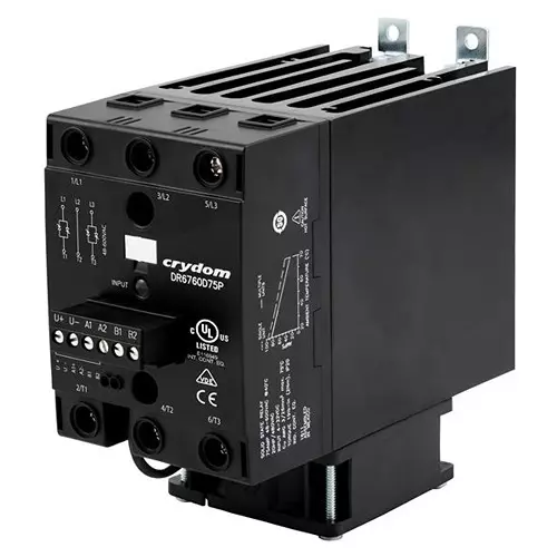 Crydom Solid State Relay DIN Rail Mount 75 Amp 3 Form A (3PST-NO) 48 to 600 V AC, DR6760D75P
