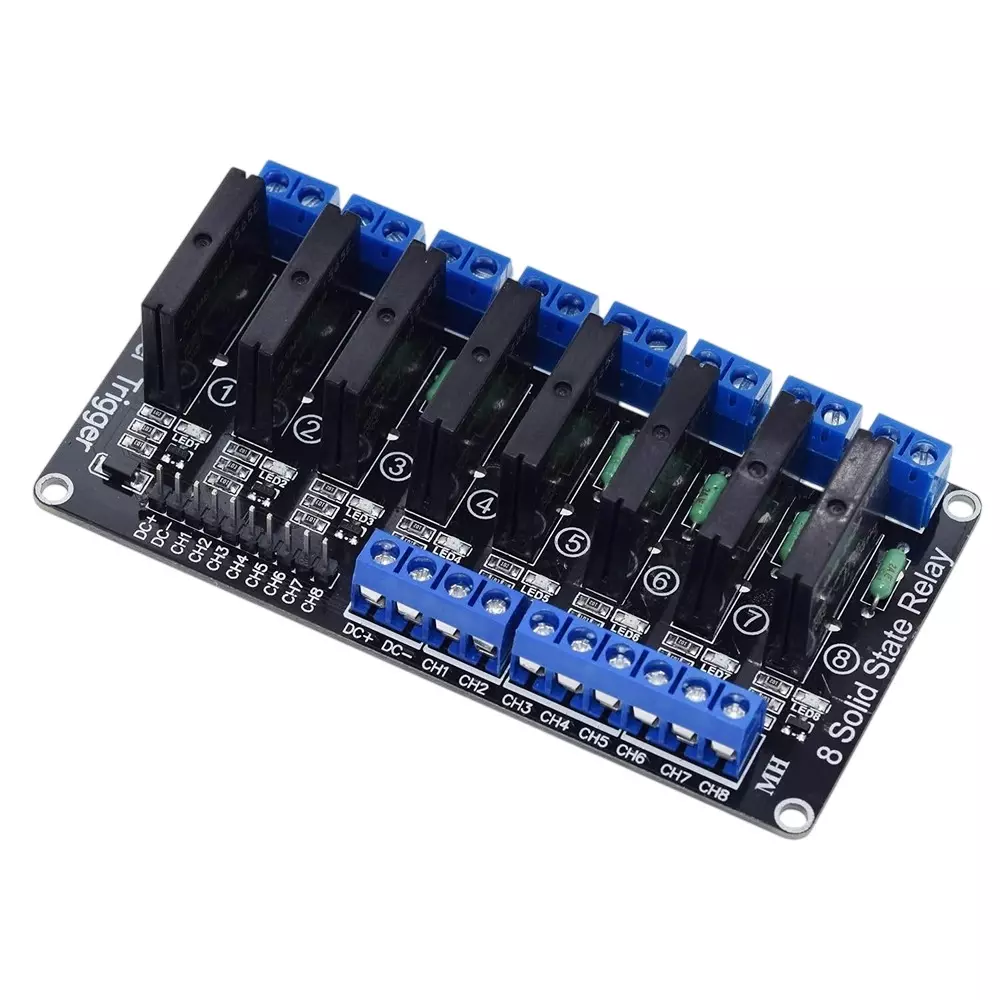 amiciSmart 8 Channel Solid State Relay Board 240 V Voltage 2 Amp Rated Current