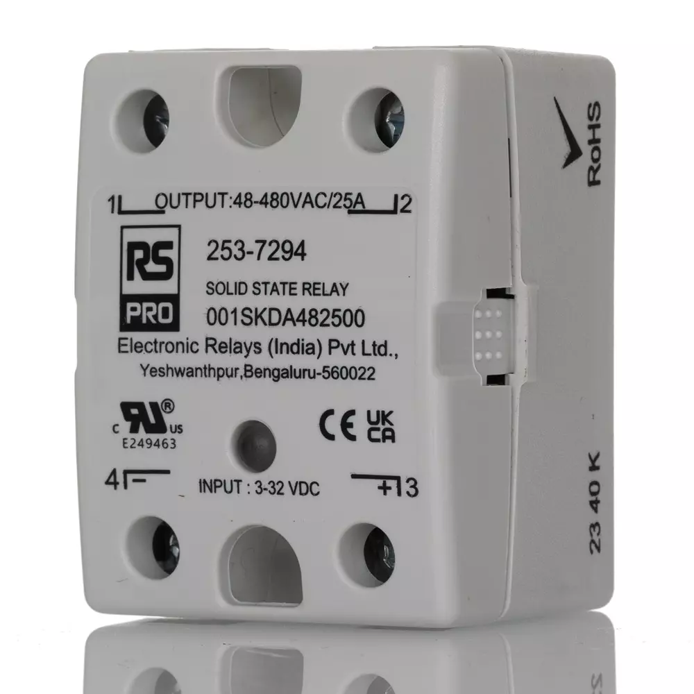 RS PRO Solid State Relay SPST 25 Amp Load Current 480 V RMS Load Voltage SCR Random, 2537294