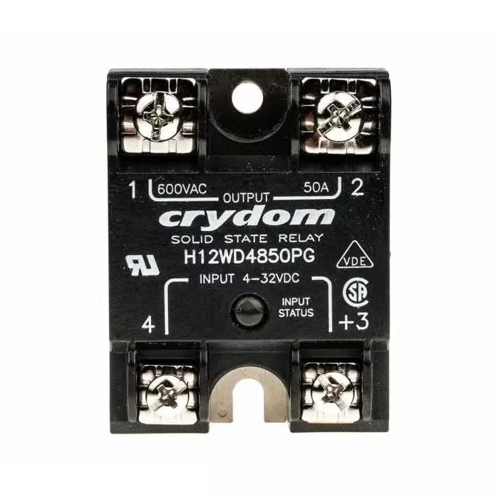 SENSATA/CRYDOM Solid State Relay H12WD Series 50 A Load Panel Mount 660 V AC 32 Control, H12WD4850PG