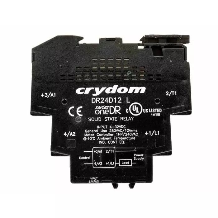SENSATA/CRYDOM Solid State Interface Relay 32 V DC Control 12 A RMS Load DIN Rail Mount, DR24D12