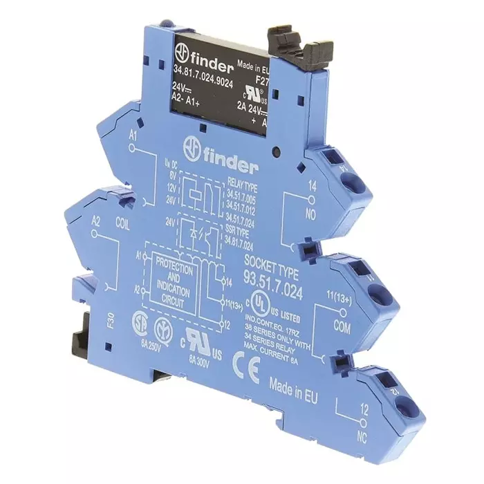 Finder 38 Series Solid State InterfACe Relay 30  V Control 2  A Load DIN Rail Mount, 38.91.7.024.9024
