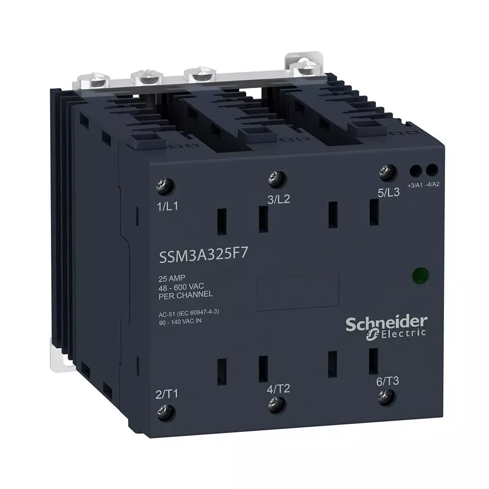 Schneider Electric Three Phase Relay DIN Rail Mount 25 A Load Current Rating, SSM3A325F7