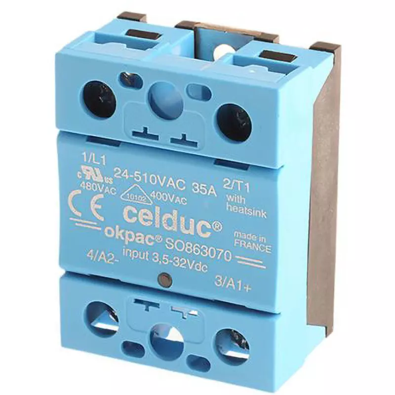CELDUC Solid State Relay 5 mA Minimum Load Current 40.0 A Maximum Load Current 3.5 to 32 V DC Voltage Range, SO863070