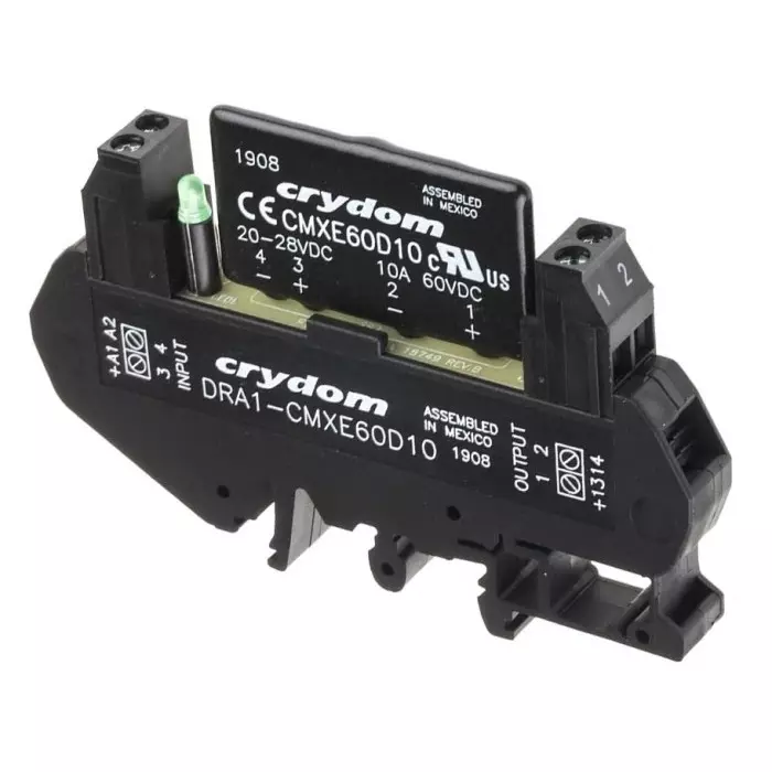 SENSATA/CRYDOM Solid State Interface Relay DRA1 CMX Series 28 V DC Control 8 A Load DIN Rail Mount, DRA1-CMXE60D10