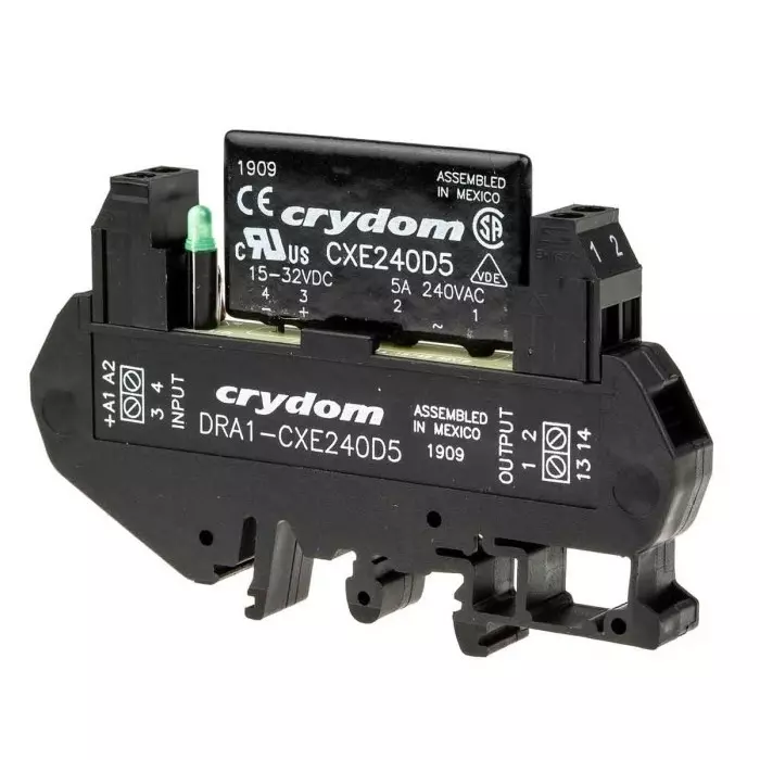 SENSATA/CRYDOM Solid State Interface Relay DRA1-CX Series 32 V DC Control 5 A RMS Load DIN Rail Mount, DRA1-CXE240D5