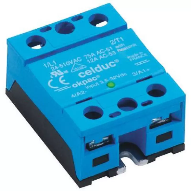 CELDUC Solid State Relay 3 to 32 V DC Voltage Range 5 mA Minimum Load Current 60.0 A Maximum Load Current, SO945460