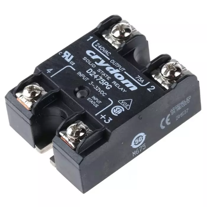 SENSATA/CRYDOM Solid State Relay 1 240 VAC Series 75 A Load Panel Mount 280 V rms 32 Control, D2475PG