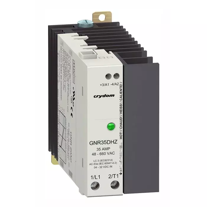 SENSATA/CRYDOM Solid State Relay GNR 45 mm Series A RMS Load DIN Rail Mount 600 V 32 DC Control, GNR45DHZ