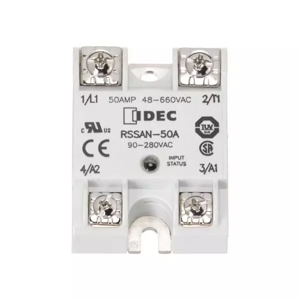 IDEC Solid State Relay Panel Mount 50 Amp 1 Form A (SPST-NO) 48 to 660 V AC, RSSAN-50A
