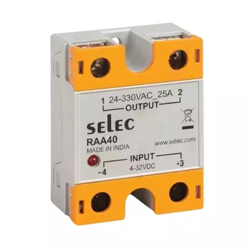 SELEC Solid State Relay 90-280 V AC Control Input, 90-280 V AC Load Output and 40 A Max. Load Current, RAA40