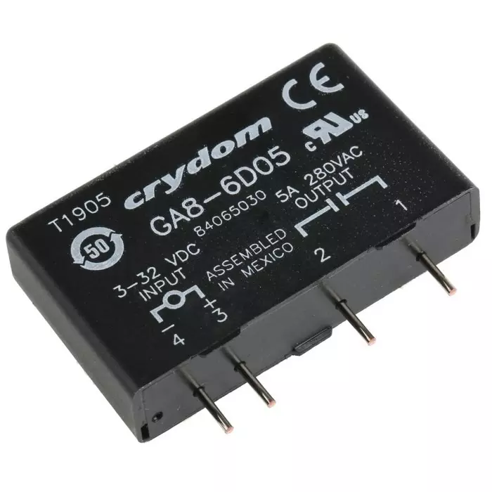 SENSATA/CRYDOM Solid State Relay GA8 Series 5 A Load PCB Mount 280 V rms 28 DC Control, 84065030