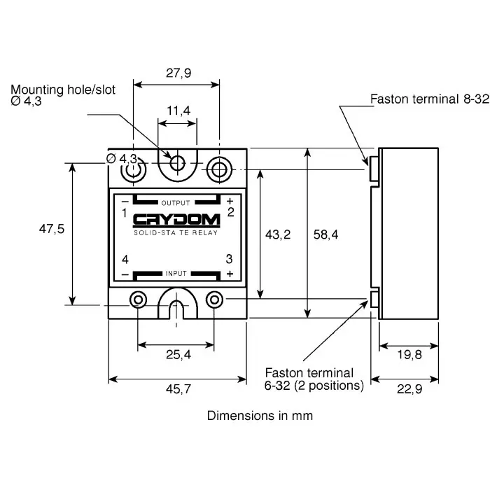 SENSATA/CRYDOM Solid State Relay 1-DC Series 7 A Load Surface Mount 200 V 32 Control, D2D07